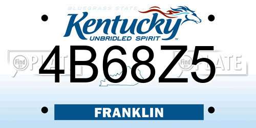 4B68Z5 Kentucky License Plate