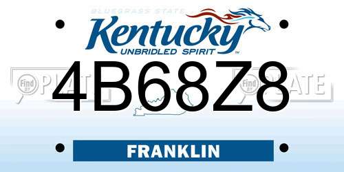 4B68Z8 Kentucky License Plate