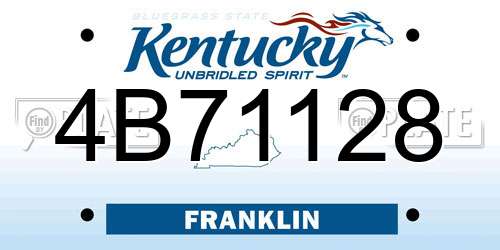 4B71128 Kentucky License Plate
