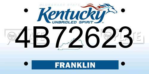 4B72623 Kentucky License Plate
