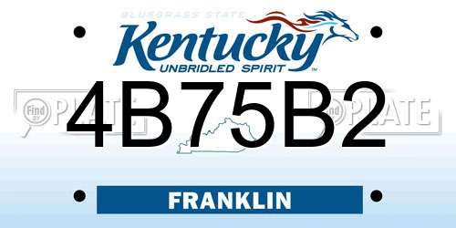 4B75B2 Kentucky License Plate