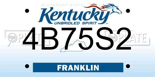 4B75S2 Kentucky License Plate