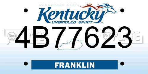 4B77623 Kentucky License Plate