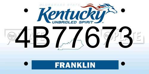 4B77673 Kentucky License Plate