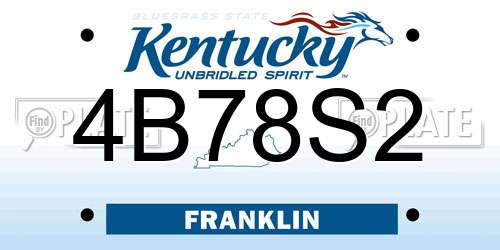 4B78S2 Kentucky License Plate