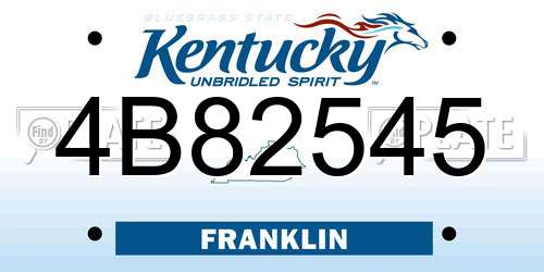 4B82545 Kentucky License Plate