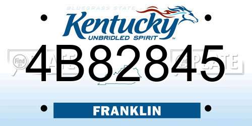 4B82845 Kentucky License Plate