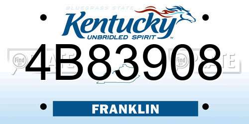 4B83908 Kentucky License Plate