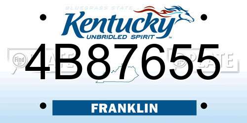 4B87655 Kentucky License Plate