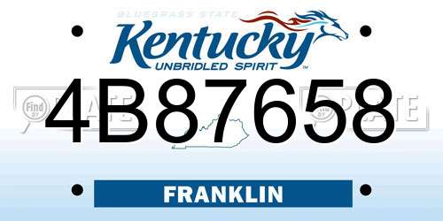 4B87658 Kentucky License Plate