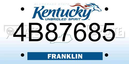 4B87685 Kentucky License Plate