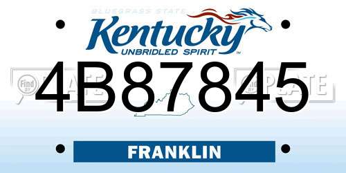 4B87845 Kentucky License Plate