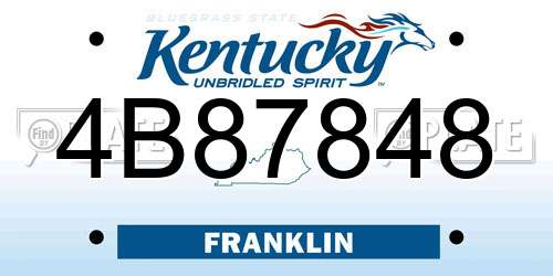 4B87848 Kentucky License Plate