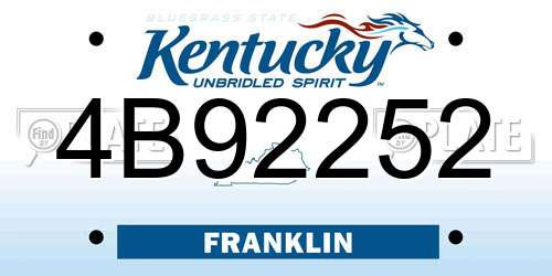 4B92252 Kentucky License Plate