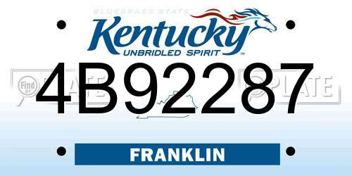 4B92287 Kentucky License Plate