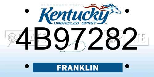 4B97282 Kentucky License Plate