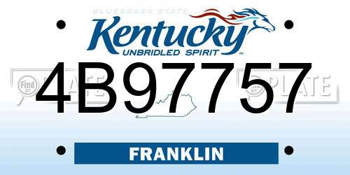 4B97757 Kentucky License Plate