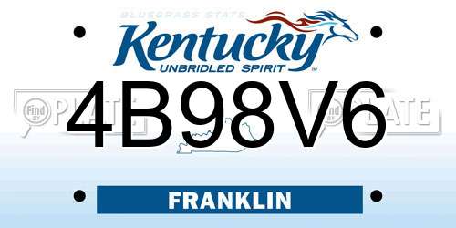 4B98V6 Kentucky License Plate
