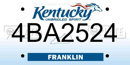 4BA2524 Kentucky License Plate