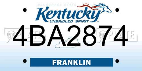 4BA2874 Kentucky License Plate