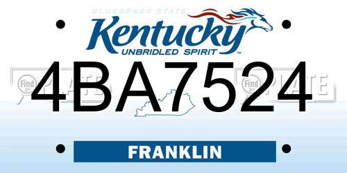 4BA7524 Kentucky License Plate