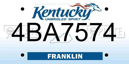 4BA7574 Kentucky License Plate