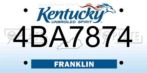 4BA7874 Kentucky License Plate