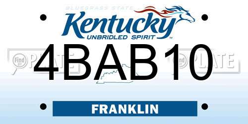 4BAB10 Kentucky License Plate