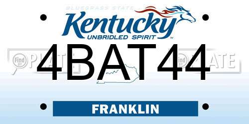 4BAT44 Kentucky License Plate