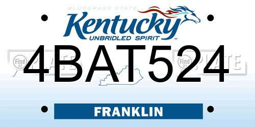 4BAT524 Kentucky License Plate