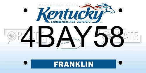 4BAY58 Kentucky License Plate
