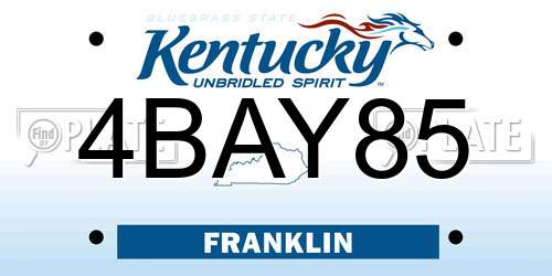 4BAY85 Kentucky License Plate