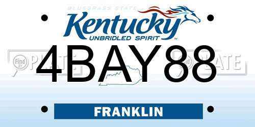 4BAY88 Kentucky License Plate