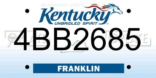 4BB2685 Kentucky License Plate