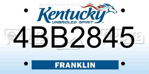 4BB2845 Kentucky License Plate