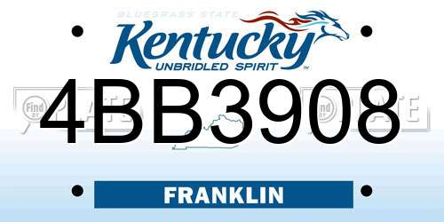 4BB3908 Kentucky License Plate
