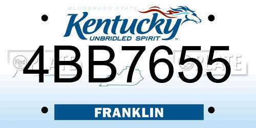 4BB7655 Kentucky License Plate