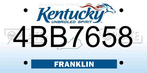 4BB7658 Kentucky License Plate