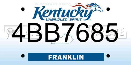 4BB7685 Kentucky License Plate