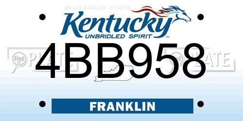 4BB958 Kentucky License Plate