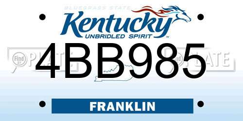 4BB985 Kentucky License Plate