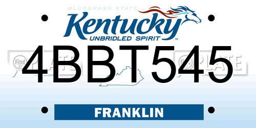 4BBT545 Kentucky License Plate