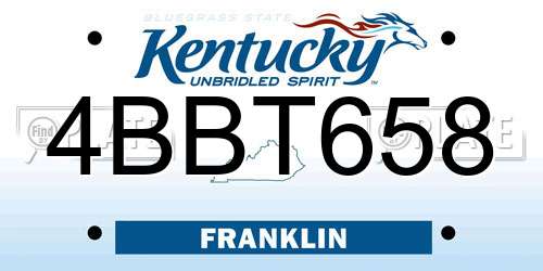 4BBT658 Kentucky License Plate