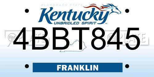 4BBT845 Kentucky License Plate