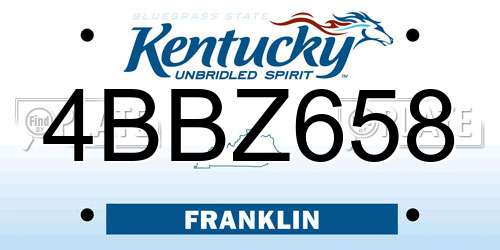 4BBZ658 Kentucky License Plate
