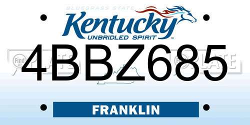 4BBZ685 Kentucky License Plate