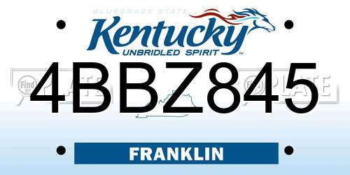 4BBZ845 Kentucky License Plate