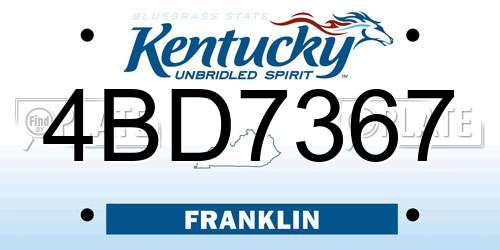 4BD7367 Kentucky License Plate