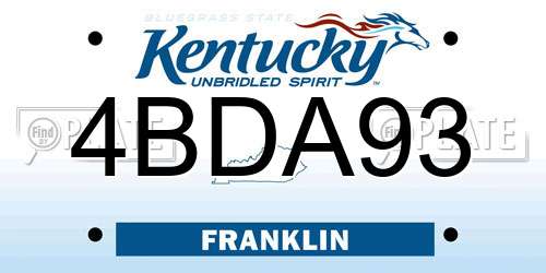 4BDA93 Kentucky License Plate