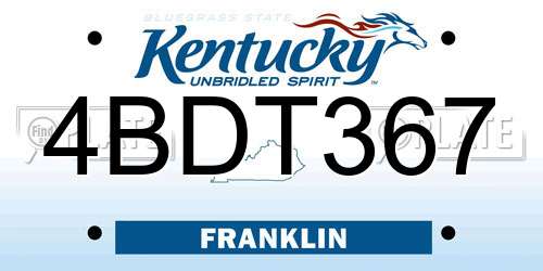 4BDT367 Kentucky License Plate